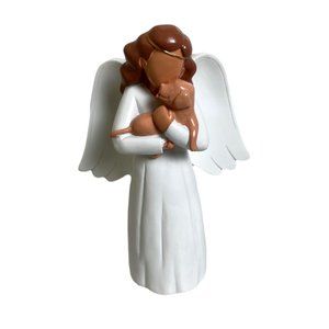 Dog Memorial Gift 6" Angel with Dog Memorial Statue Figurine | Angel Holding Dog